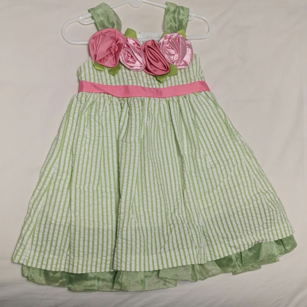Rare Editions green seersucker dress 🌹Size 3T